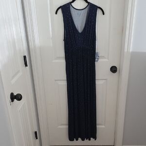 Market & Spruce Navy Maxi Dress with White Dots